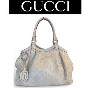 GUCCI Guccissima Sukey Grey Leather Tote Bag, Authentic, Vintage. GUC